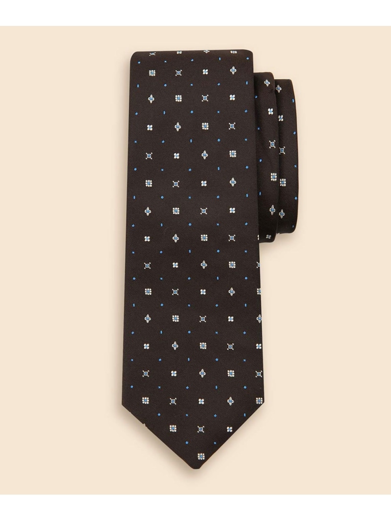 【SALE／20%OFF】BROOKS BROTHERS シルク スクエアフラワー×ドット ジャカードタイ ブルックス ブラザーズ スーツ・フォーマル ネクタイ・蝶ネクタイ ブラウン レッド ネイビー【RBA_E】【送料無料】