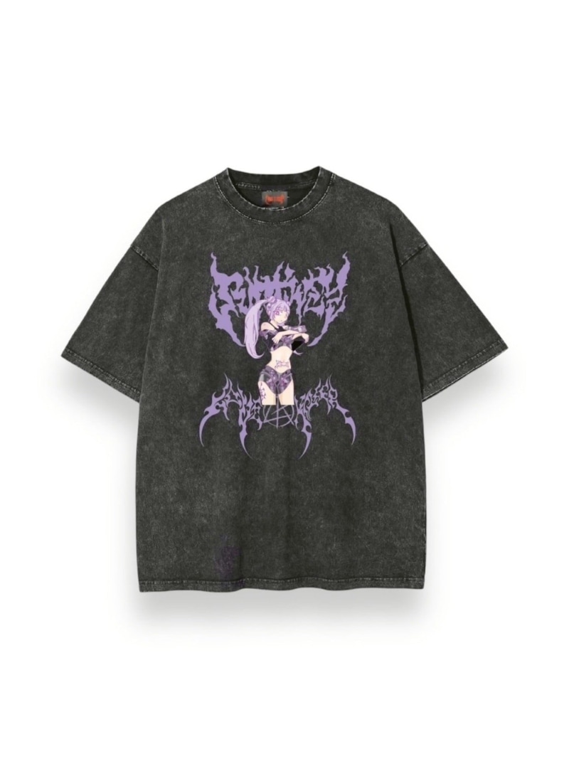 LOVE KILLER 【LOVE KILLER】Purple humanoid Graphic logo T-shirt by ruptivey ネバーマインドザエックスユー／チカシツプラス トップス カットソー・Tシャツ ブラック【送料無料】