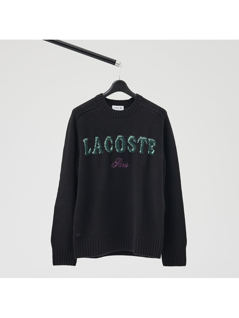 ABAHOUSE LASTWORD 【LACOSTE / ラコステ】ブランドネームロゴシャギーニッティングセーター アバハウス トップス 編み物 白いこと 黒いこと【貨物輸送無料】