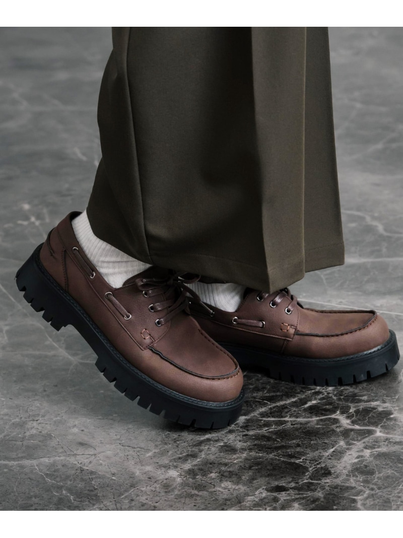 Rocky Monroe 厚底モカシンボートシューズ ロッキーモンロー シューズ・靴 モカシン・デッキシューズ ブラウン ブラック【送料無料】