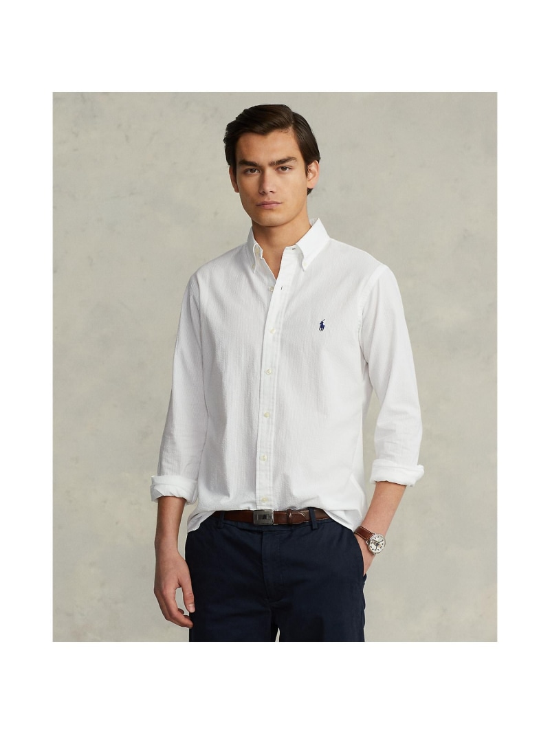 POLO RALPH LAUREN クラシック フィット シアサッカー シャツ ラルフローレン トップス シャツ・ブラウス ホワイト【送料無料】