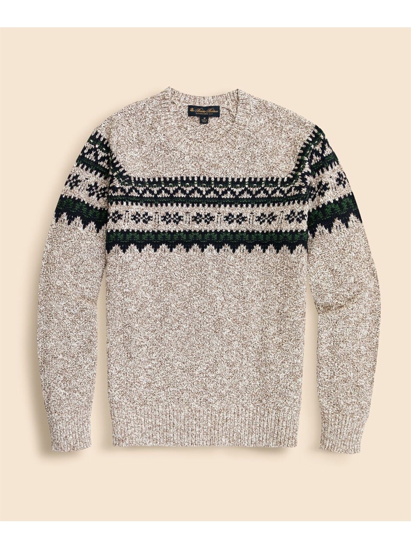 【SALE／30%OFF】BROOKS BROTHERS 綿織物 フェアアイル クルーネックセーター ブルックス ブラザーズ トップス 編み物 赤銅色【RBA_E】【貨物輸送無料】
