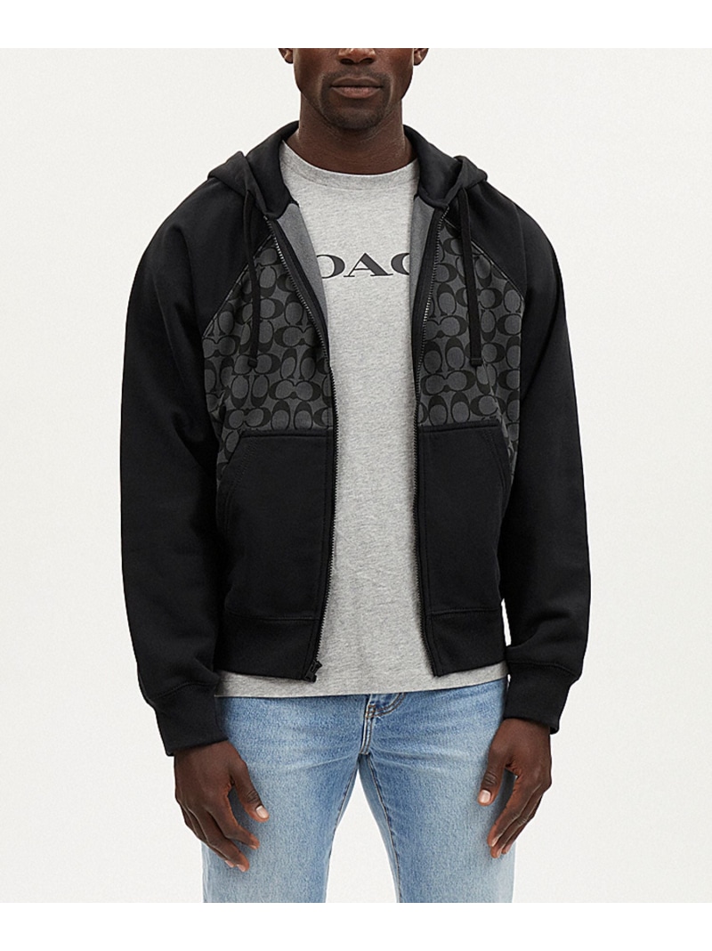 コーチ　シグネチャー フル ジップ ウインドブレーカー　ナイロンジャケット COACH OUTLET｜【公式】シグネチャー フル ジップ ウインド