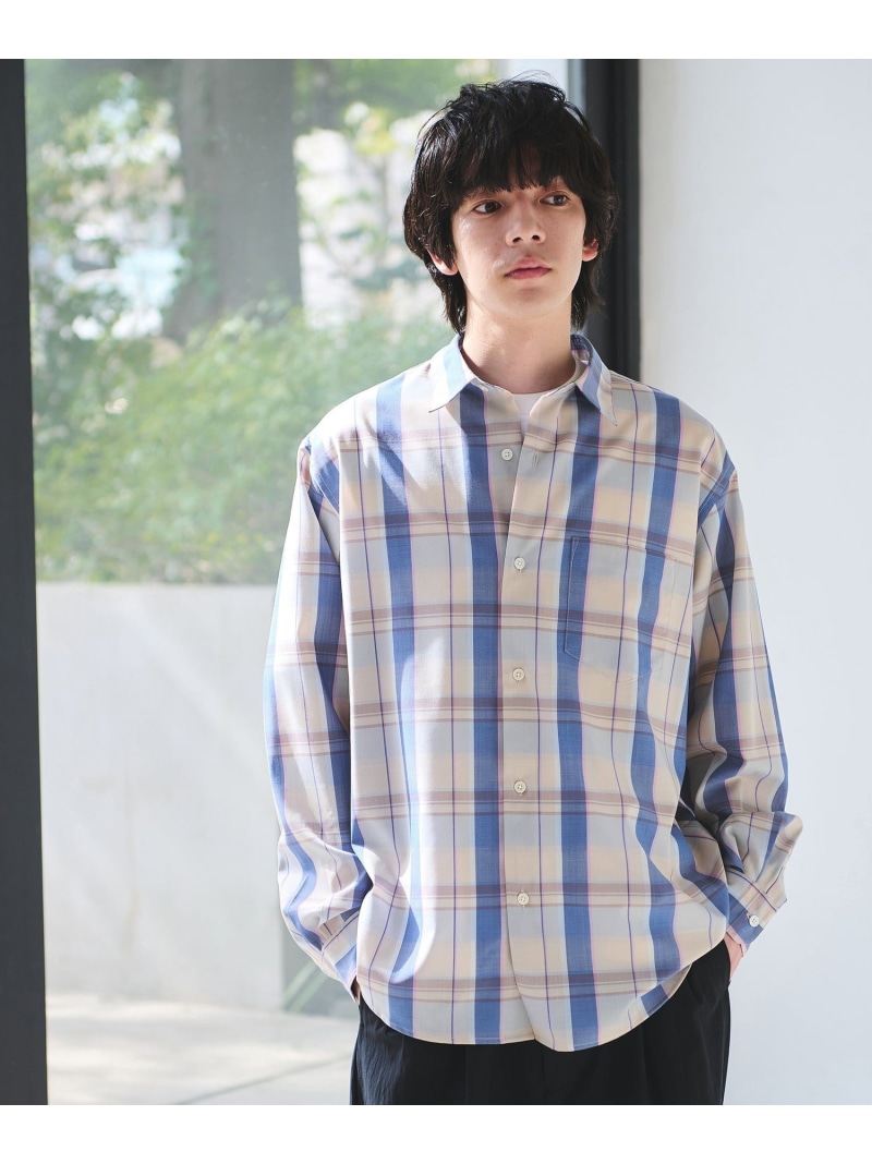 UNITED ARROWS green label relaxing ウォッシャブル トロ パターン ジャストルーズ シャツ -ストレッチ- ユナイテッドアローズ グリーンレーベルリラクシング トップス シャツ・ブラウス ブラウン ホワイト ベージュ ネイビー【送料無料】