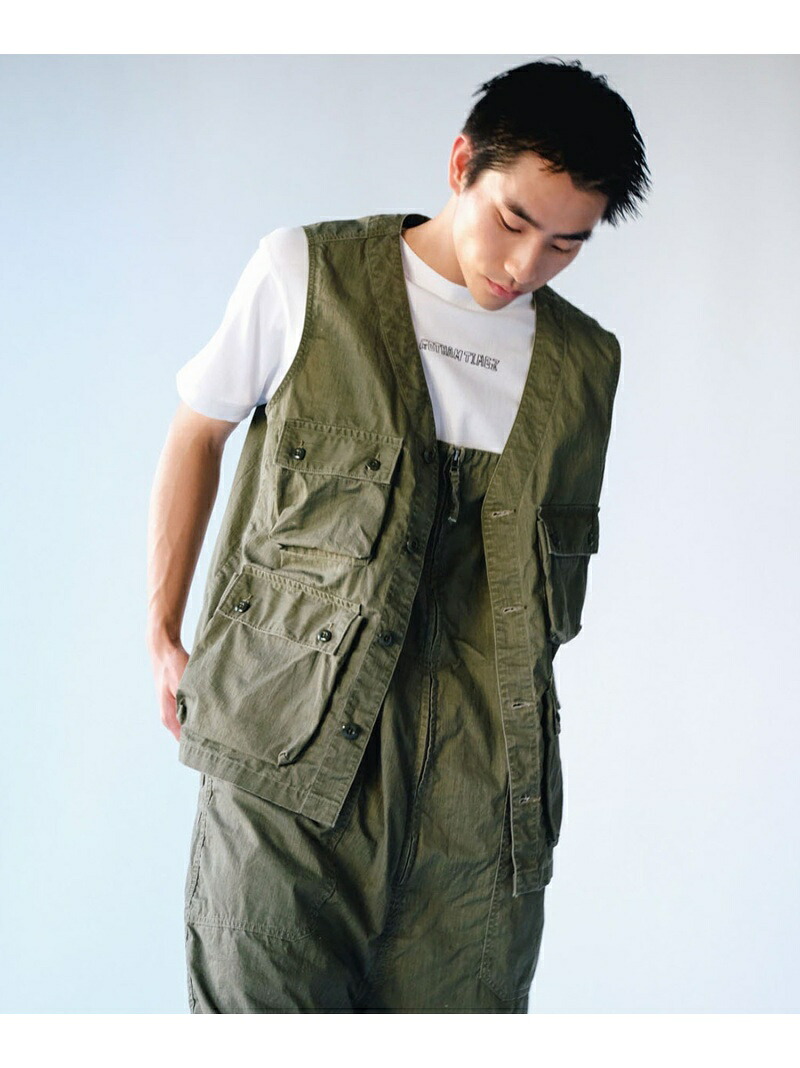 【SALE/30%OFF】Johnbull Private labo ピグメントツイルミリタリーベスト ジョンブルプライベートラボ トップス ベスト・ジレ カーキグリーン【RBA_E】【送料無料】| Fashion Men