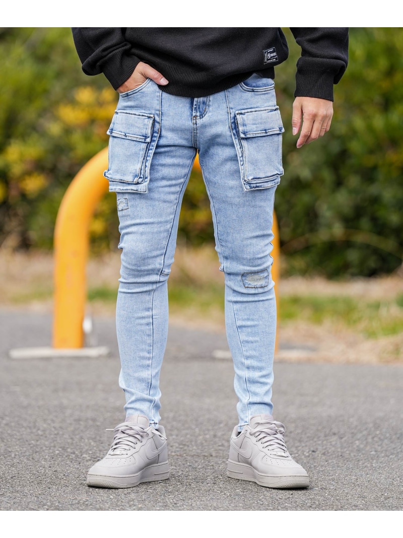 Retro Engine C/Cargo Denim L/PT アダムスジャグラー ズボン下 デニム・ジーンズズボン下 黒いこと【貨物輸送無料】