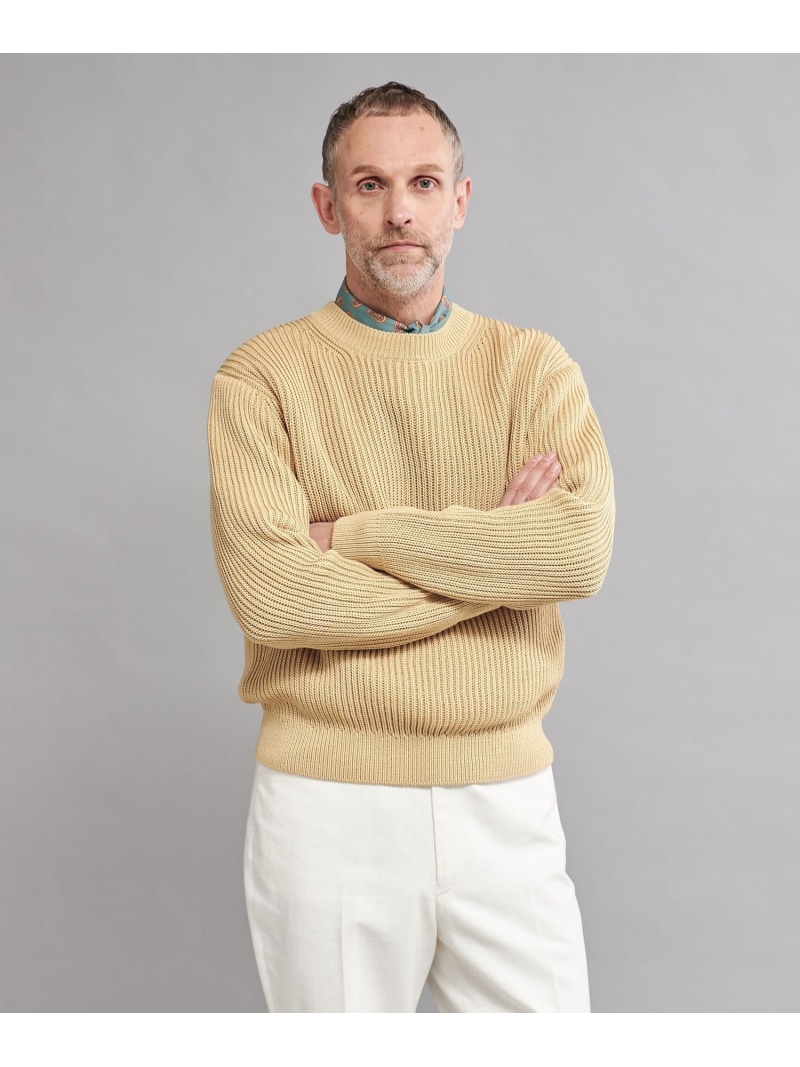 【SALE／70%OFF】UNITED ARROWS ＜SOVEREIGN＞ローゲージ アゼ クルーネックニット ユナイテッドアローズ アウトレット トップス ニット ベージュ ブラック【RBA_E】【送料無料】