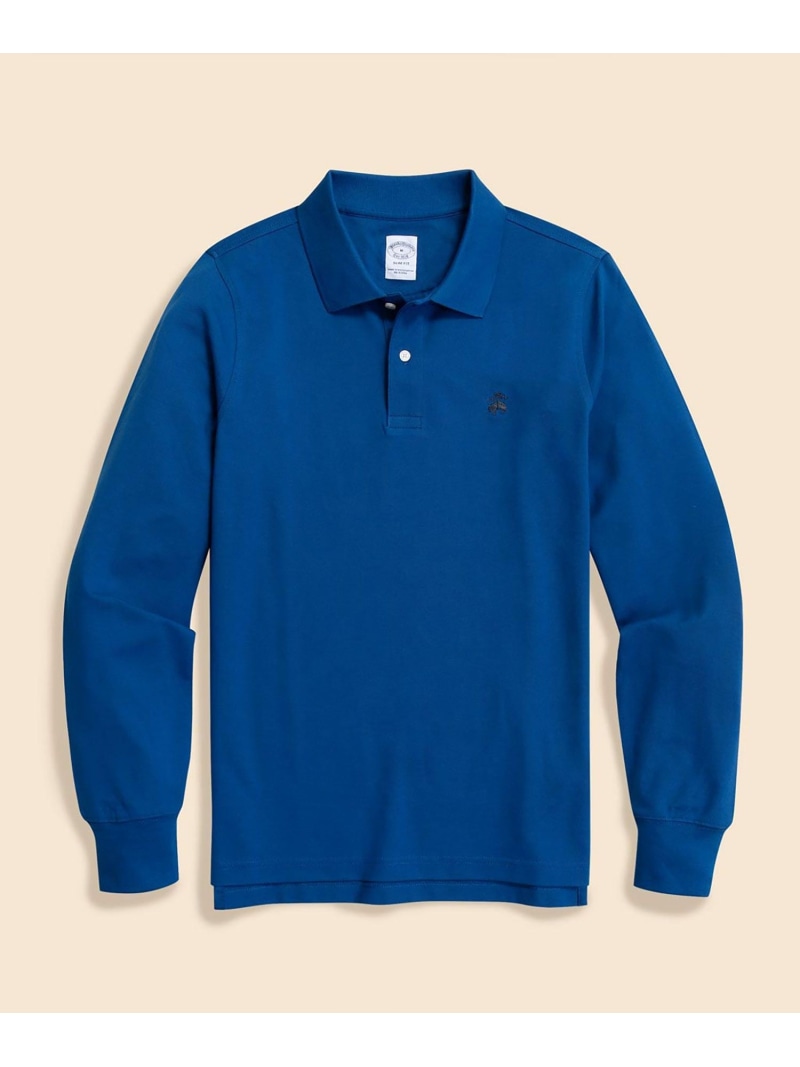 【SALE／30%OFF】BROOKS BROTHERS スーピマコットンストレッチピケ GFロゴ ロングスリーブポロシャツ Slim Fit ブルックス ブラザーズ トップス ポロシャツ レッド ブルー【RBA_E】【送料無料】