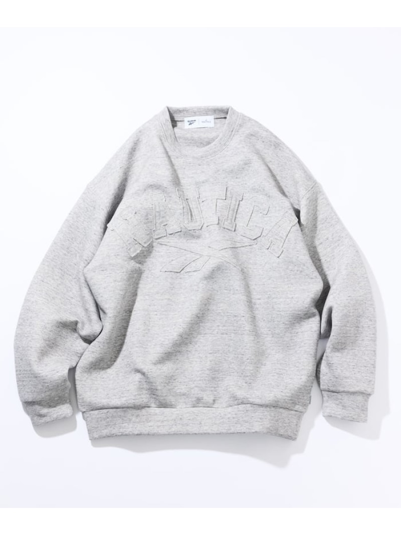 【SALE／35%OFF】NAUTICA 【Exclusive】 ダブルネーム アーチロゴ ダンボール クルーネックスウェット フリークスストア トップス カットソー・Tシャツ ブラウン グレー ネイビー ブラック【RBA_E】【送料無料】