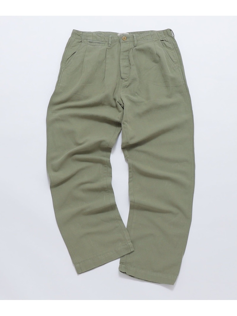 【SALE／50%OFF】SHIPS MEN WYTHE NEW YORK: PLEATED CTN/LNN CHINO シップス パンツ その他のパンツ グリーン ベージュ【RBA_E】【送料無料】