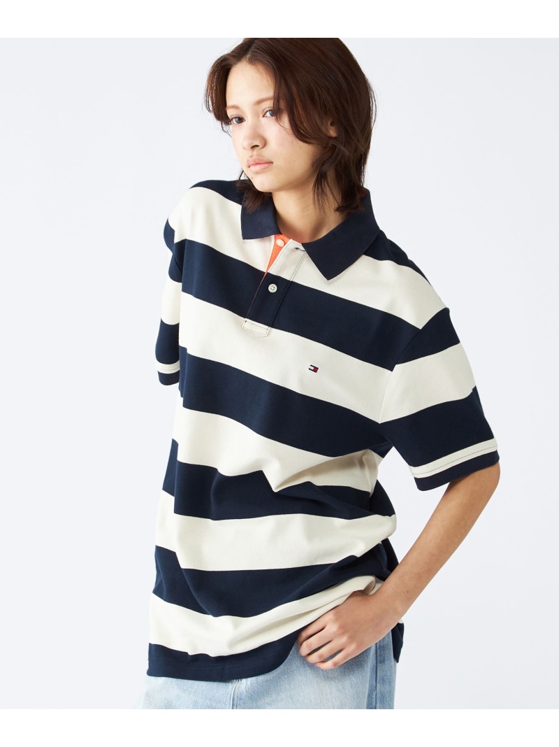 【SALE／50%OFF】TOMMY HILFIGER ブロッキングプラケットコントラストポロシャツ トミーヒルフィガー トップス ポロシャツ ネイビー レッド グリーン【RBA_E】【送料無料】