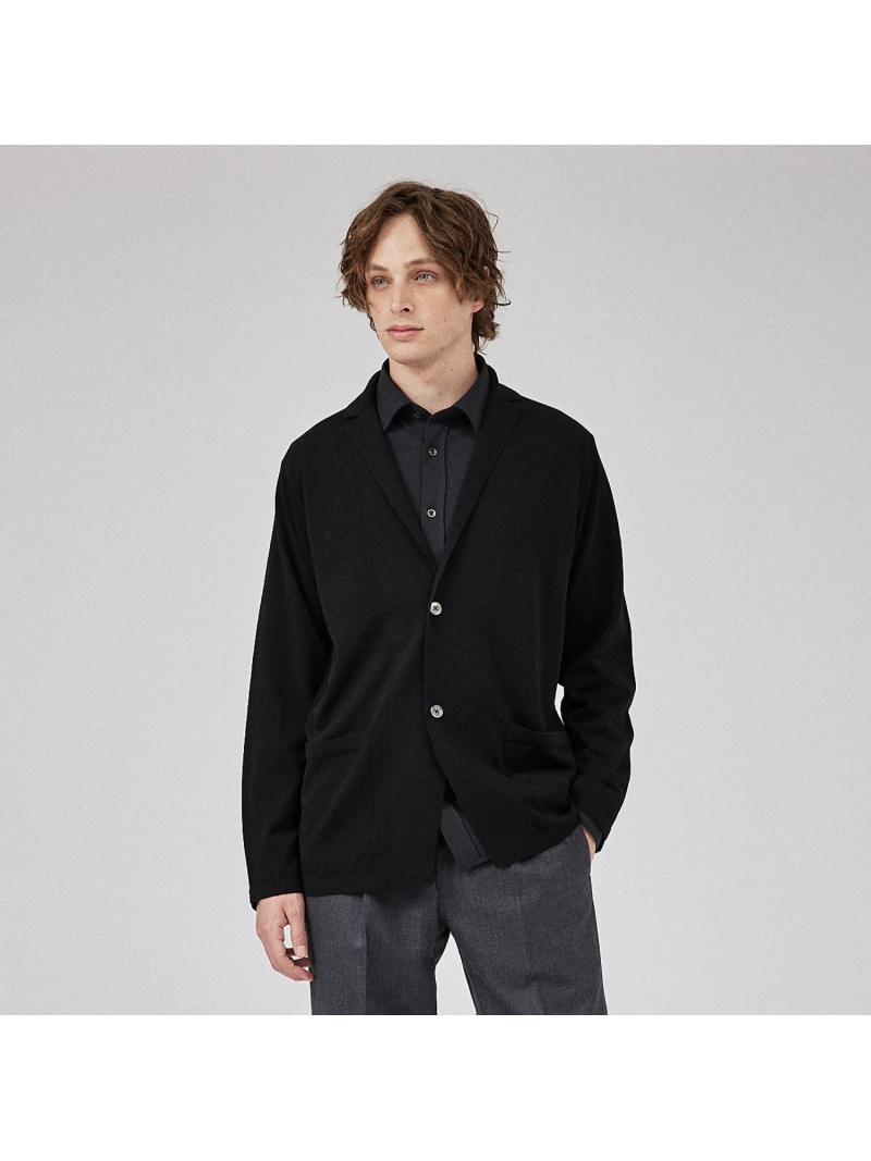 【SALE／50%OFF】DESIGNWORKS 【ハイツイストウール】 カーディガン/ジャケット デザインワークス ジャケット・アウター その他のジャケット・アウター グレー ブラック【RBA_E】【送料無料】