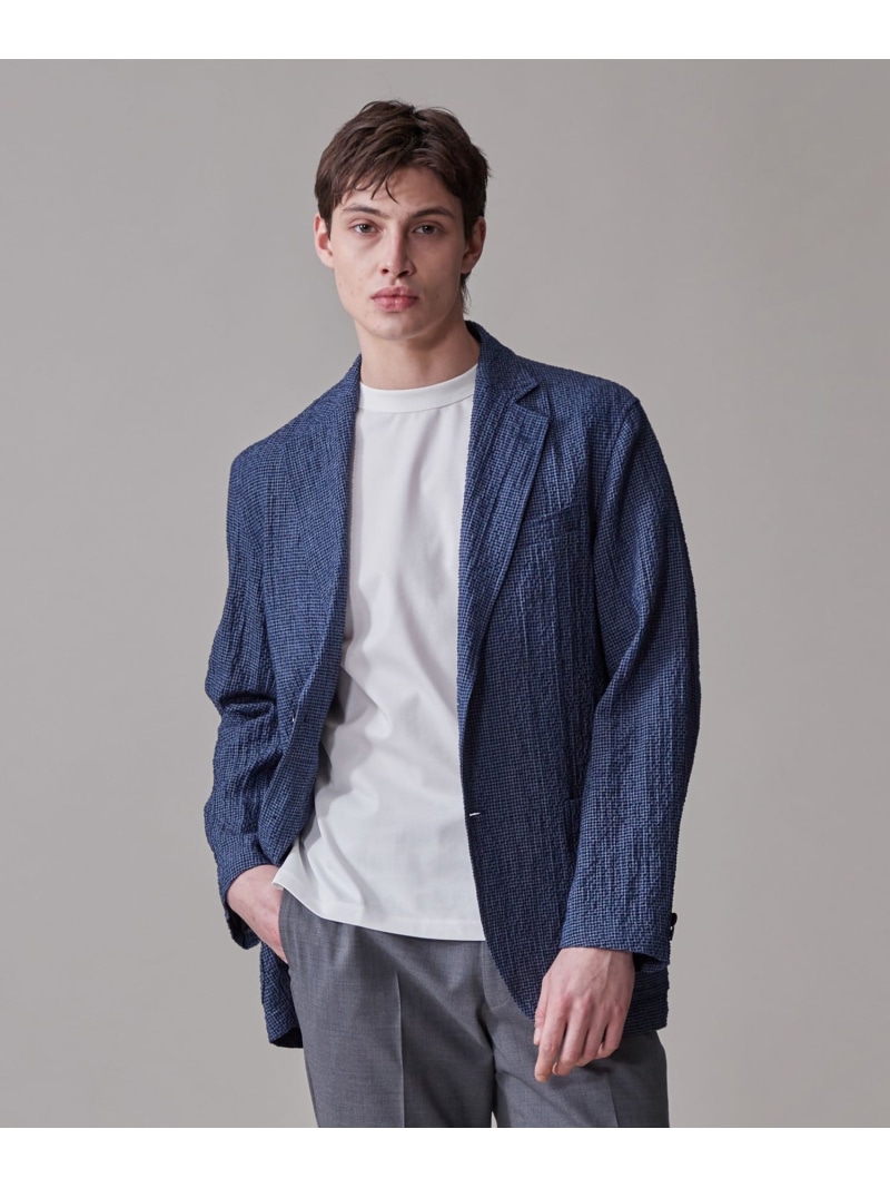 【SALE／20%OFF】J.PRESS リネン&times;シアサッカーの清涼感【高通気性】ストレッチリネンシアサッカー ジャケット ジェイプレス ジャケット・アウター テーラードジャケット・ブレザー ブラウン【RBA_E】【送料無料】｜ Fashion Men