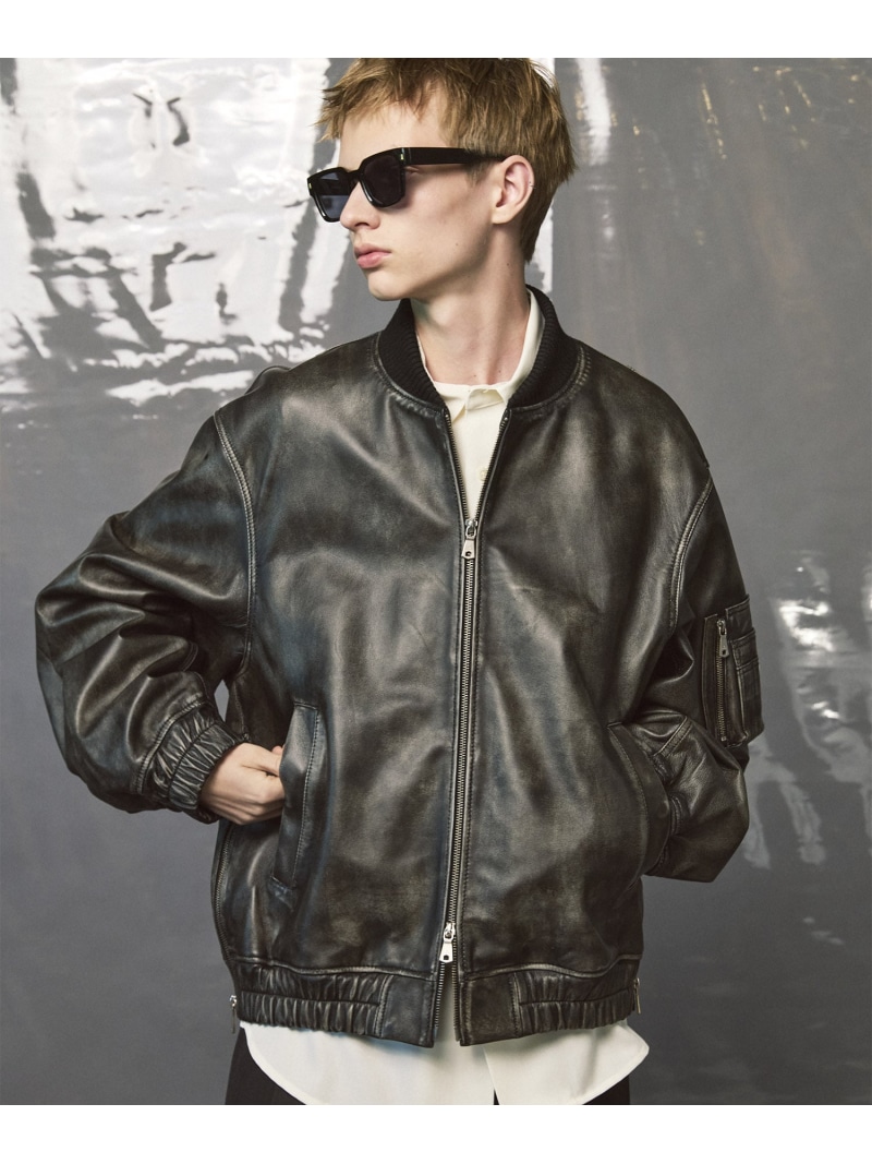 MAISON SPECIAL Sheep Leather MA-1 メゾンスペシャル ジャケット・アウター MA-1 ブラック【送料無料】