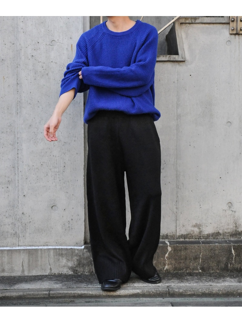 Nilway 【bln-2108】Nilway ワイドストレートリブニットパンツ ジップファイブ/ニルウェイ パンツ その他のパンツ グレー ブラック【送料無料】