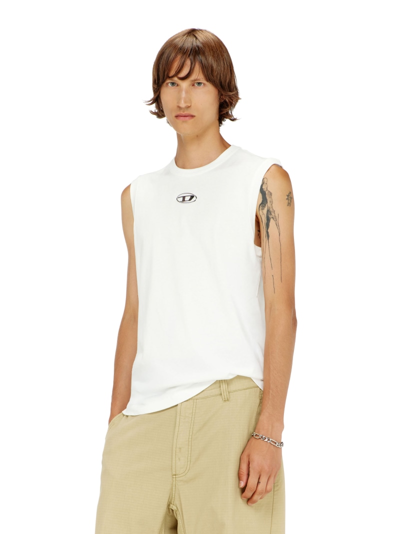 DIESEL メンズ スリーブレスカットソー T-BISCO-IOD ディーゼル トップス カットソー・プルオーバー 白いこと 黒いこと 緑であること【貨物輸送無料】