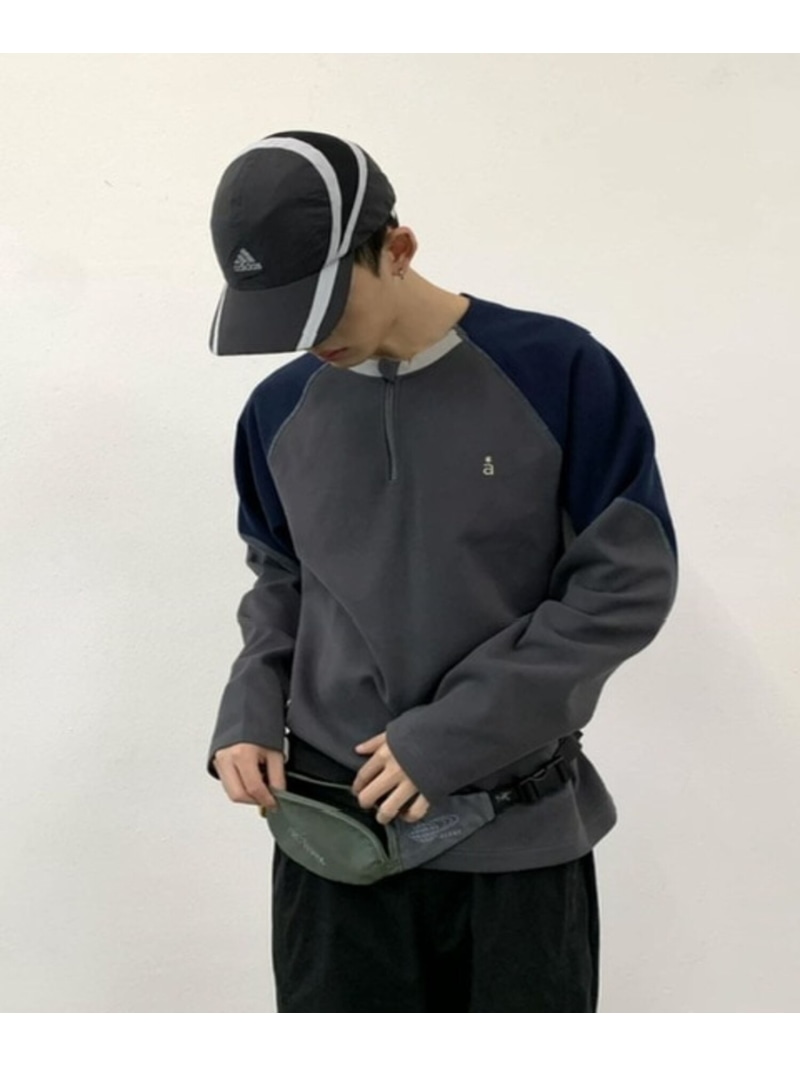 ARCH by ROARINGWILD 【ARCH by ROARINGWILD】Half-Zip Warm Training Wear Long Sleeve T-Shirt ネバーマインドザエックスユー／チカシツプラス トップス スウェット・トレーナー 薄墨色【貨物輸送無料】