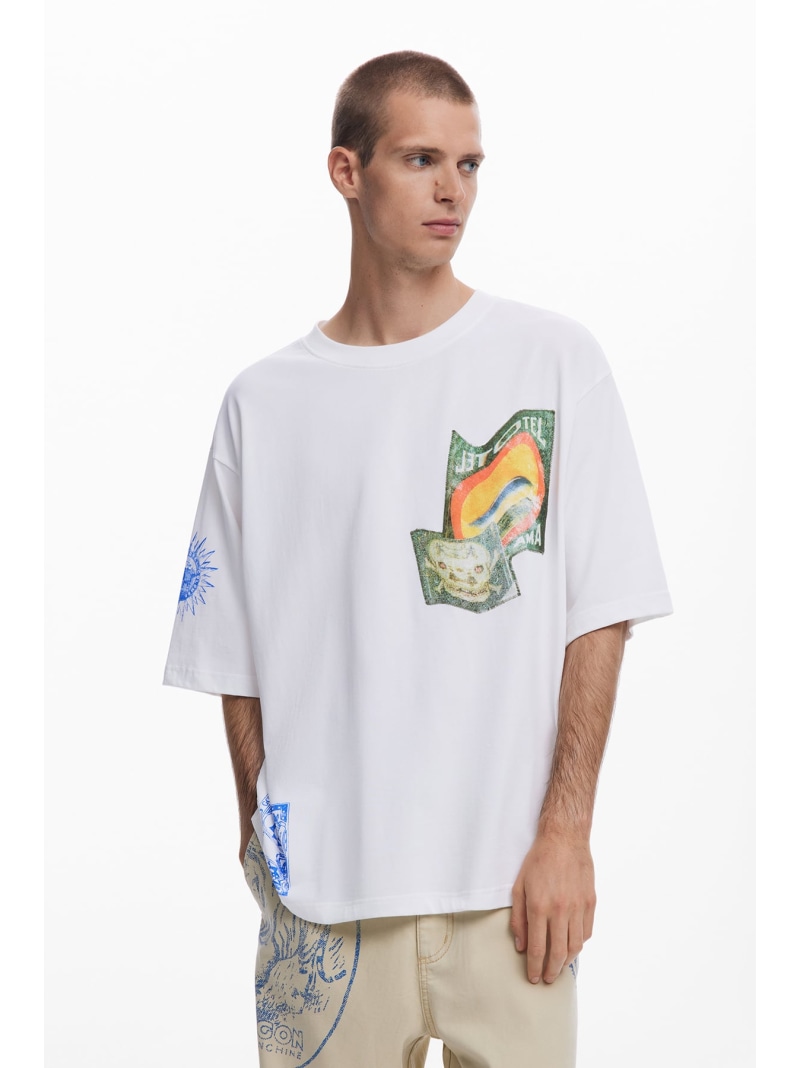 【SALE／30%OFF】Desigual アーティープリントTシャツ デシグアル トップス カットソー・Tシャツ ホワイト【RBA_E】【送料無料】 5,831円