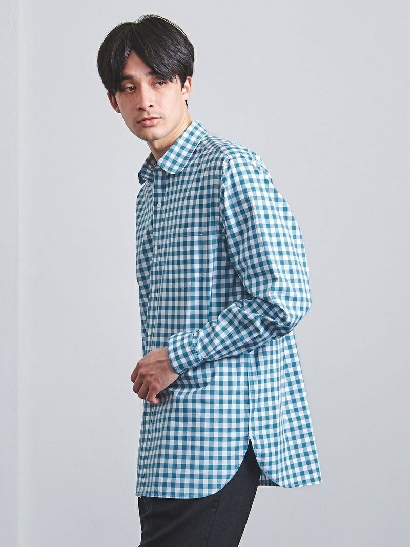 オープニングセール United Arrows District ディストリクト ギンガムチェック ラウンドカラーシャツ ユナイテッドアローズ シャツ ブラウス 長袖シャツ ブルー スーパーセール期間限定 Aqsasport Org
