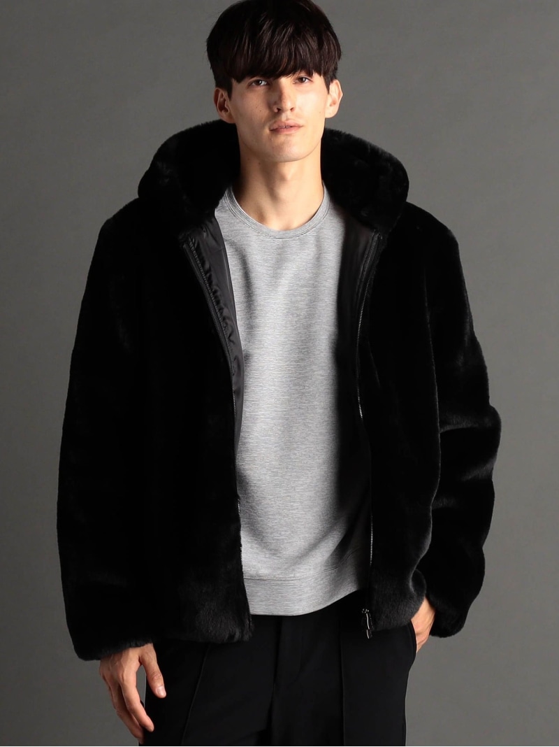 【SALE／30%OFF】MONSIEUR NICOLE Faux fur フーディブルゾン ニコル ジャケット・アウター その他のジャケット・アウター ベージュ ブラック【RBA_E】【送料無料】