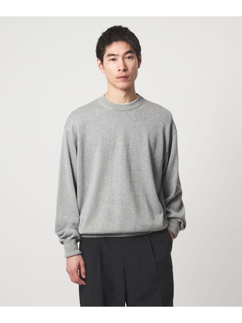 UNITED ARROWS green label relaxing FINE BASIC アメリカンシーアイランドコットン クルーネック ニット ユナイテッドアローズ グリーンレーベルリラクシング トップス ニット ネイビー グレー【送料無料】