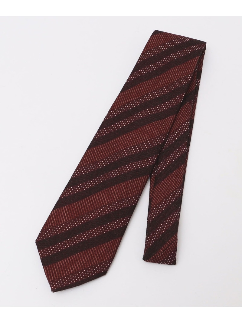 【SALE／50%OFF】SHIPS MEN 【SHIPS別注】Stefano Cau: ウール プリント ドット ストライプ ネクタイ シップス スーツ・フォーマル ネクタイ・蝶ネクタイ ブラック レッド ブラウン【RBA_E】【送料無料】