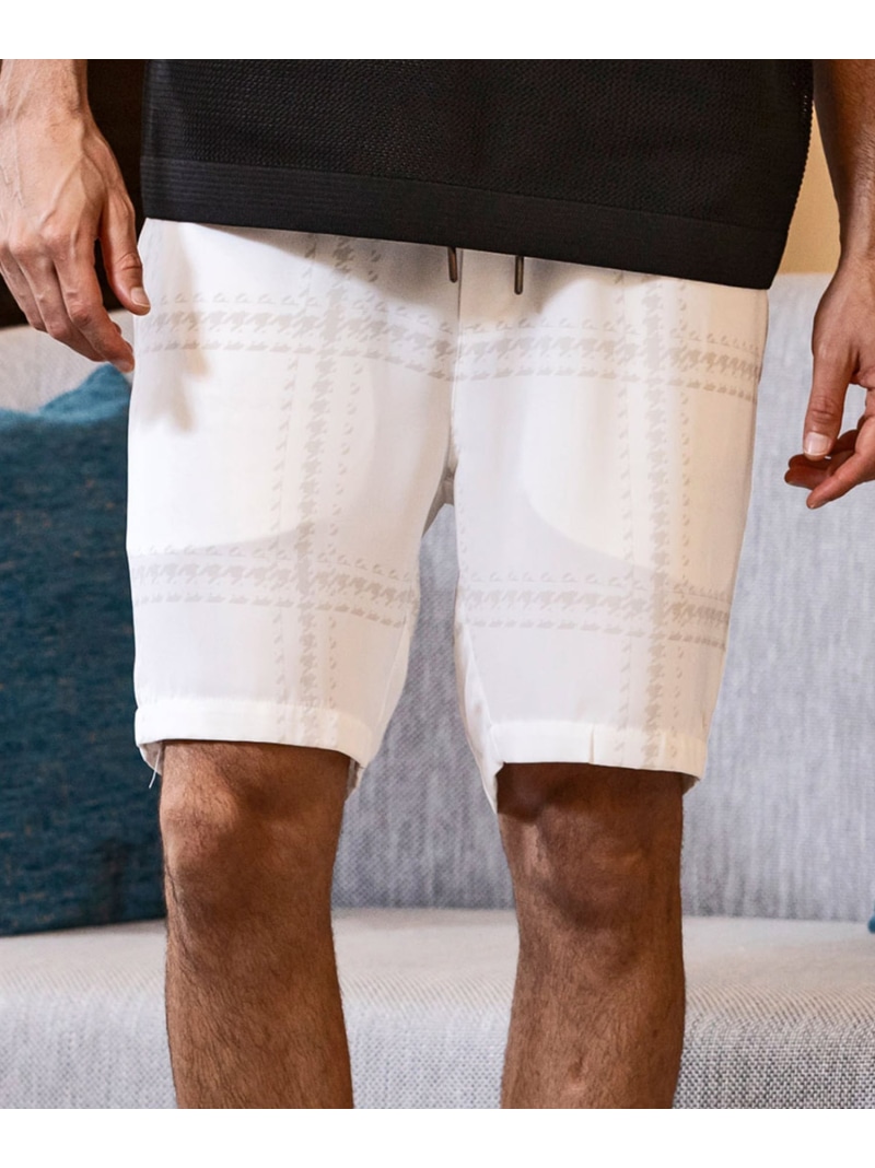 1PIU1UGUALE3 RELAX 1PIU1UGUALE3 RELAX チェックアロハショーツ シフォン パンツ その他のパンツ ホワイト ブラック【送料無料】