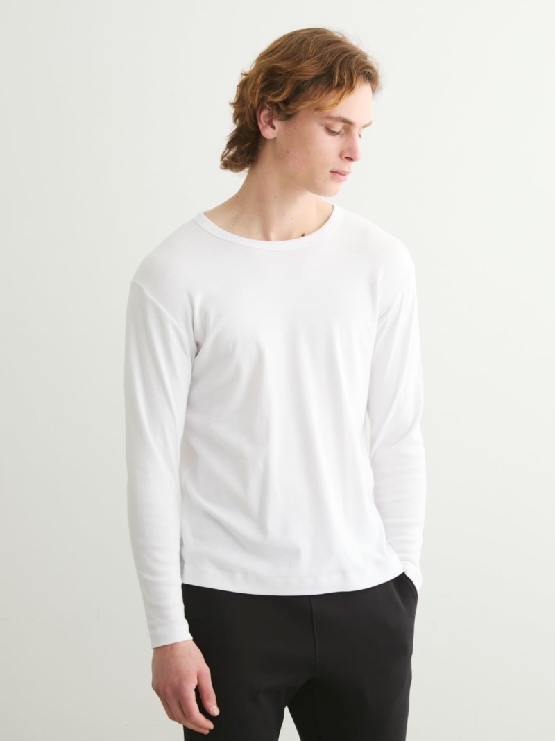three dots Men\u0027s organic cotton knit crew スリードッツ トップス カットソー・ティーシャツ 白いこと 黒いこと 青碧 米国海軍 緑であること 赤銅色【貨物輸送無料】