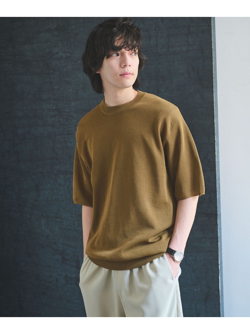 UNITED ARROWS green label relaxing BREEZY ペーパー 半袖 クルーネック ニット Tシャツ -ハンドウォッシャブル・抗菌・通気性- ユナイテッドアローズ グリーンレーベルリラクシング トップス カットソー・Tシャツ グレー イエロー ネイビー【送料無料】