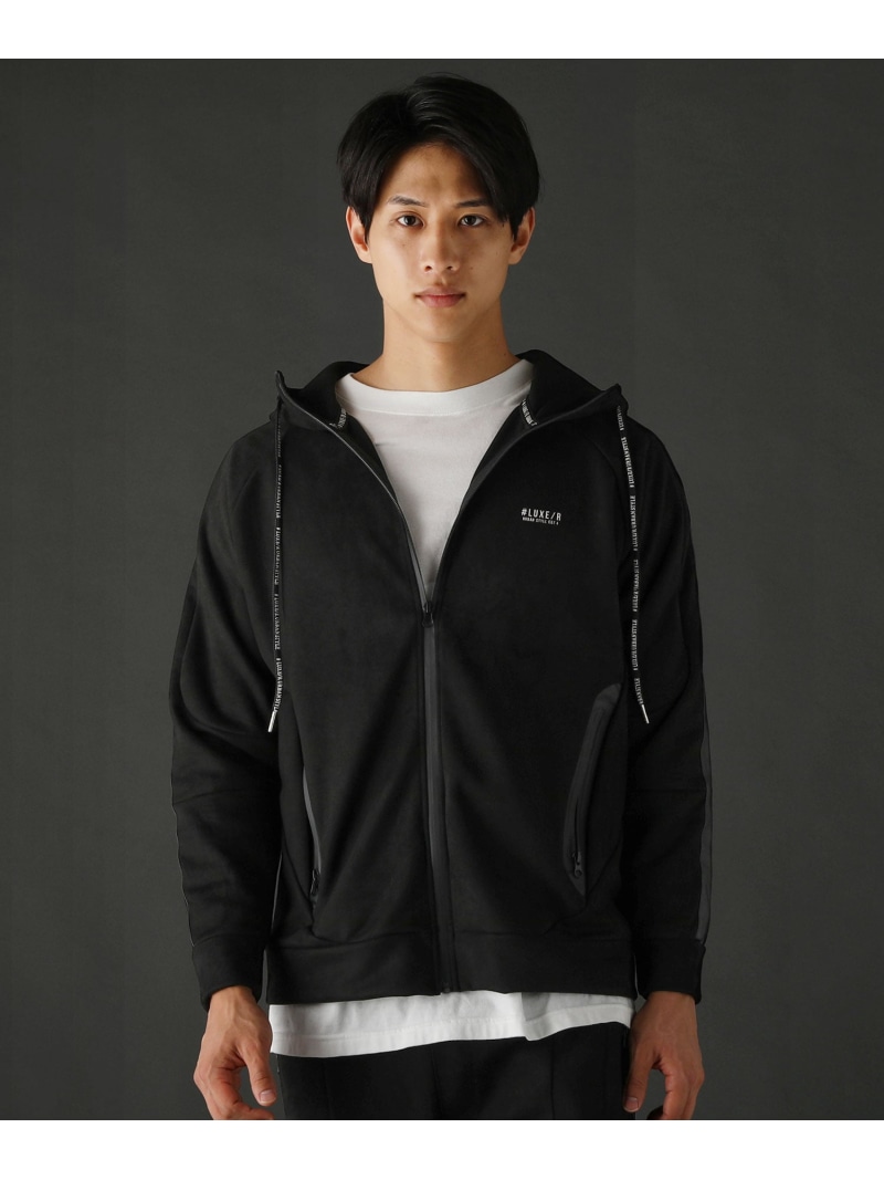 【SALE／5%OFF】THE CASUAL ＜LUXE/R＞ポリエステルスウェードジップパーカー カジュアル トップス パーカー・フーディー ブラック【RBA_E】【送料無料】 7,578円