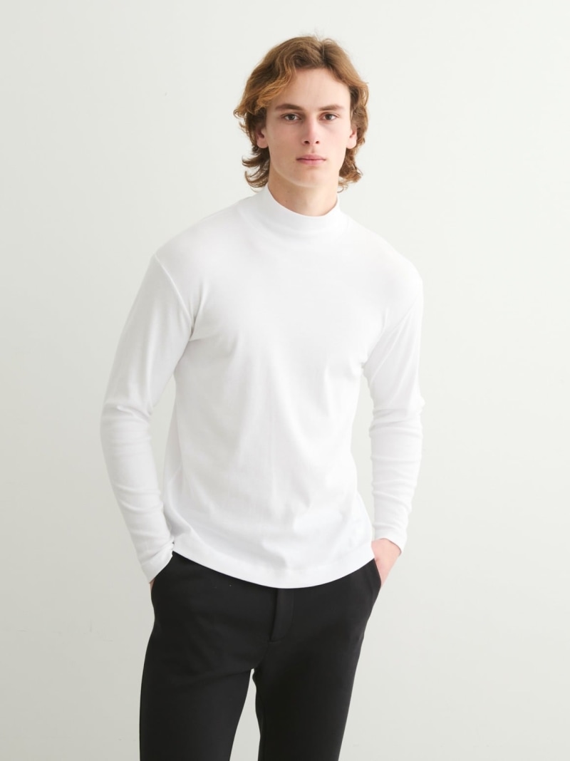 three dots Men\u0027s organic cotton knit turtle スリードッツ トップス カットソー・プルオーバー 白いこと 黒いこと 青み 赤銅色 米国海軍 緑であること【貨物輸送無料】