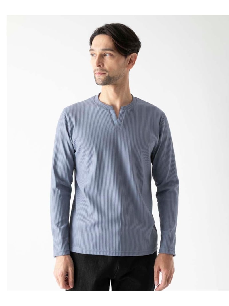 【SALE／20%OFF】MICHEL KLEIN HOMME メイストレッチリブカットソー ミッシェルクランオム トップス カットソー・プルオーバー 黒いこと 白いこと【RBA_E】【貨物輸送無料】