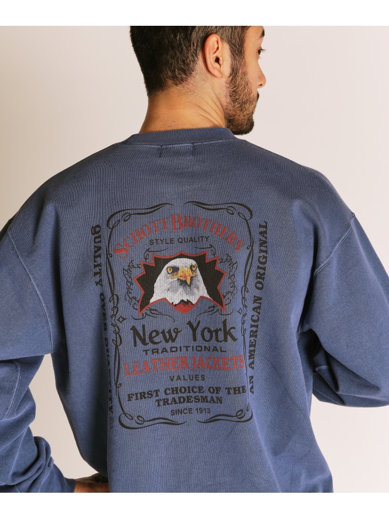 【SALE／20%OFF】Schott PIGMENT EAGLE CREW SWEAT/絵の具 イーグルクルースウェット 打つこと トップス スウェット・トレーナー 黒いこと 米国海軍【RBA_E】【貨物輸送無料】