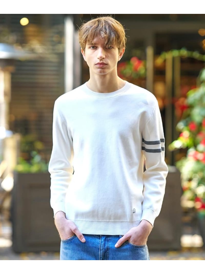 【SALE／30%OFF】DRESSTERIOR 【ウォッシャブル】コットンスムース アームラインクルーネック ドレステリア トップス ニット ブラック ホワイト ブルー ピンク【RBA_E】【送料無料】｜ Fashion Men