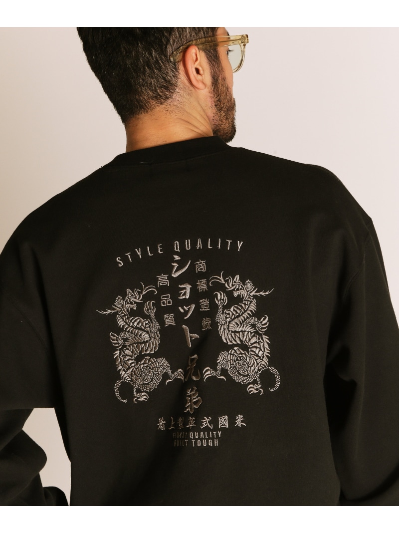 【SALE／20%OFF】Schott ADVERTISEMENT DRAGON CREW SWEAT/広告業 火竜 クルースウェット 打つこと トップス スウェット・トレーナー 青色 黒いこと 米国海軍【RBA_E】【貨物輸送無料】