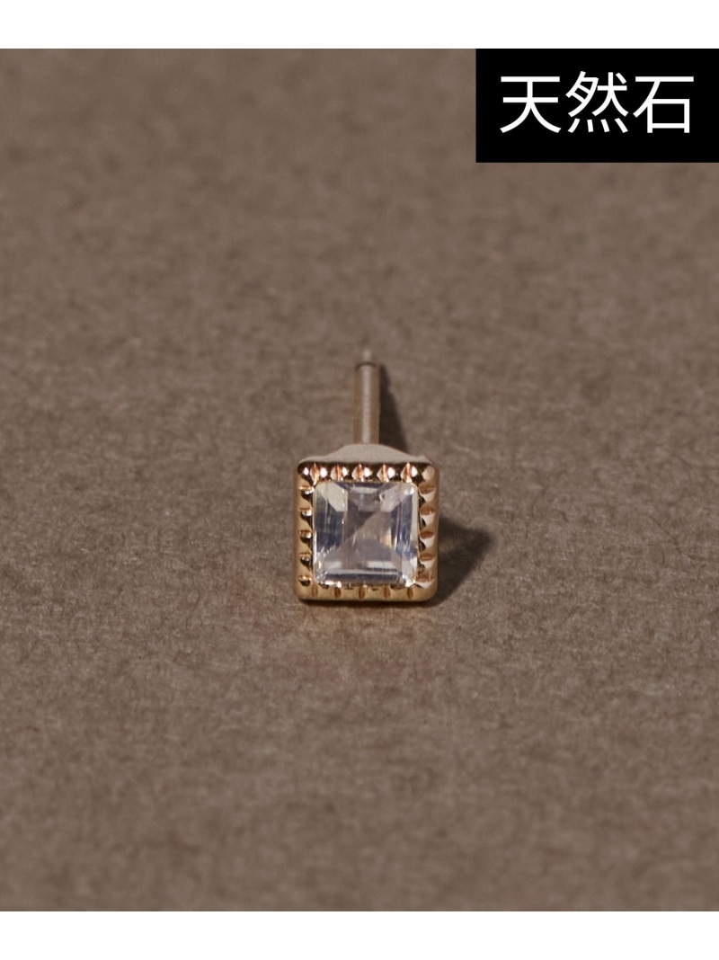 JUPITER 【片耳】K10スクエア天然石ピアス ジュエルアディクト アクセサリー・腕時計 ピアス ゴールド【先行予約】*【送料無料】