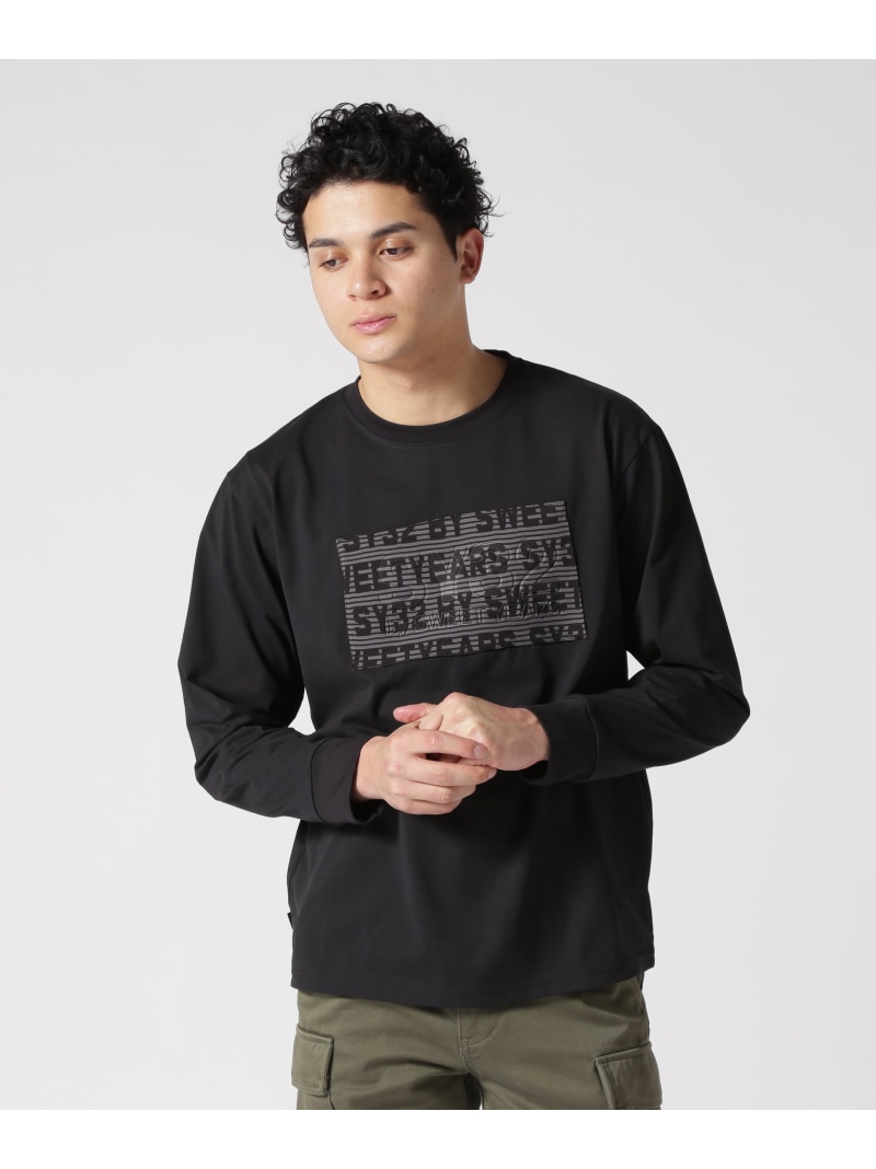 ROYAL FLASH SY32 by SWEET YEARS /JACQUARD EMBOSS LOGO L/S T ロイヤルフラッシュ トップス カットソー・Tシャツ ブラック ホワイト【送料無料】｜ Fashion Men
