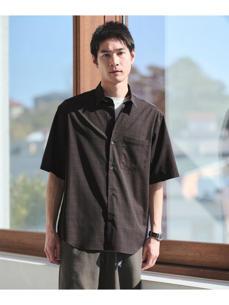 UNITED ARROWS green label relaxing ウォッシャブルトロ パターン ジャスト ルーズ 半袖 シャツ -ウォッシャブル・ストレッチ- ユナイテッドアローズ グリーンレーベルリラクシング トップス シャツ・ブラウス ブラウン ネイビー ホワイト【送料無料】 7,524円