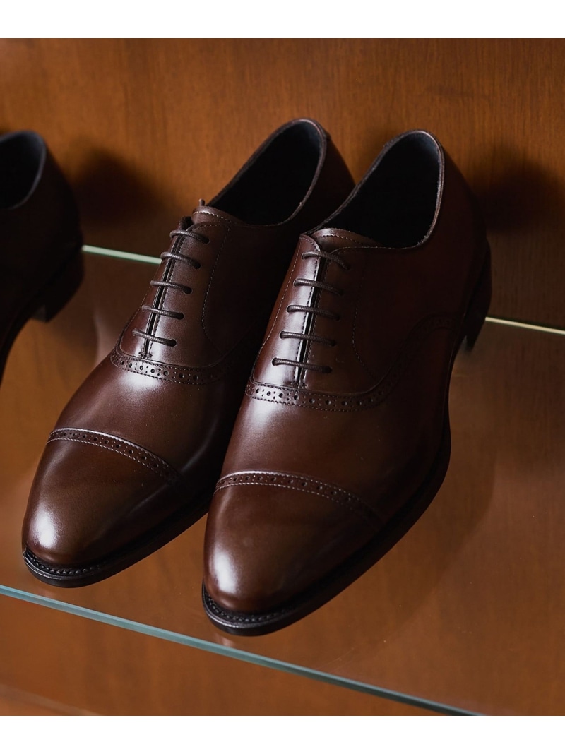 SHIPS MEN 【SHIPS別注】Lo spago: パンチド キャップトゥ シューズ シップス シューズ・靴 レースアップ・ドレスシューズ 赤銅色 黒いこと【貨物輸送無料】 靴-メンズ靴