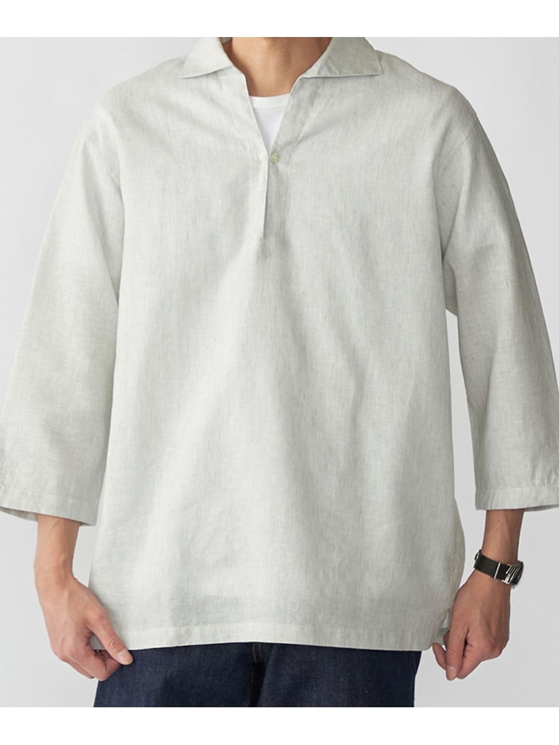 SHIPS MEN SHIPS: リネン 7スリーブ カプリシャツ シップス トップス シャツ・ブラウス ベージュ ネイビー グリーン ホワイト【先行予約】*【送料無料】