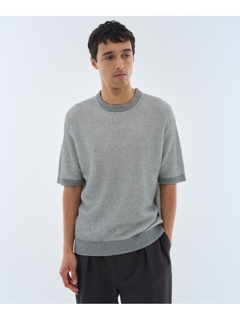 【SALE／30%OFF】ESTNATION ESTNATION / 綿織物リネン クルーネックニット エストネーション トップス 編み物 米国海軍 薄墨色【RBA_E】【貨物輸送無料】