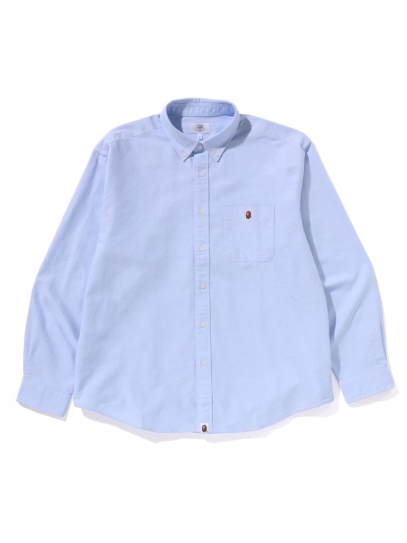 A BATHING APE (M)ONE POINT OXFORD LS SHIRT M ア ベイシング エイプ トップス シャツ・ブラウス ブルー ホワイト ベージュ【送料無料】 18,722円
