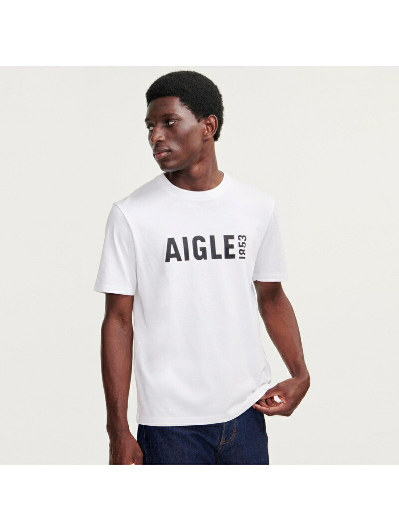 【SALE／40%OFF】AIGLE ロゴプリントストレッチTシャツ エーグル トップス カットソー・Tシャツ ブルー ホワイト ブラック【RBA_E】【送料無料】 6,607円