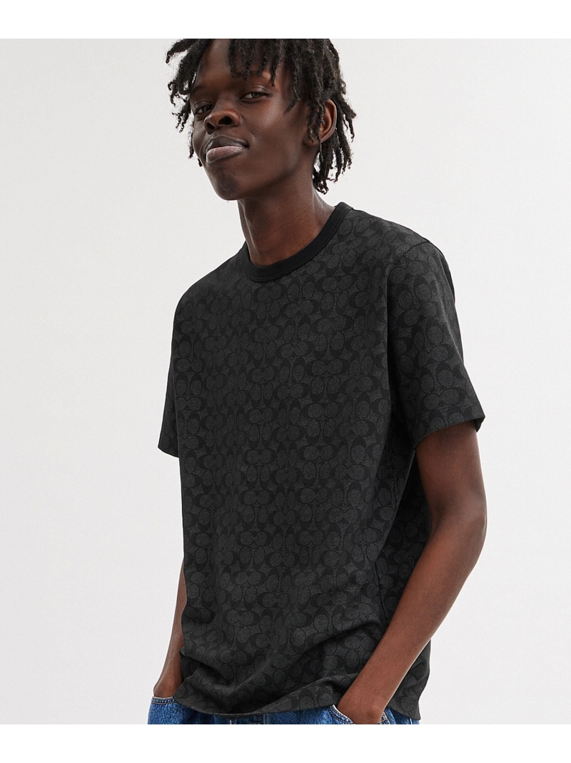 COACH ブラック Tシャツ Mサイズ 大きいサイズ メンズ COACH コーチ 長袖Tシャツ ロンT