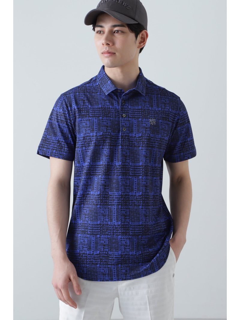 【SALE／50%OFF】St ANDREWS グレンチェックプリント 半袖スポーツシャツ (MENS) セントアンドリュース トップス スポーツシャツ 白いこと 青み【RBA_E】【貨物輸送無料】