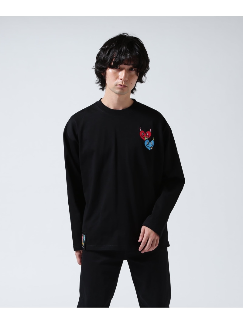 B\u00272nd maxsix(マックスシックス)DOUBLE HERT L/S TEE ビーセカンド トップス カットソー・プルオーバー 白いこと 黒いこと【貨物輸送無料】