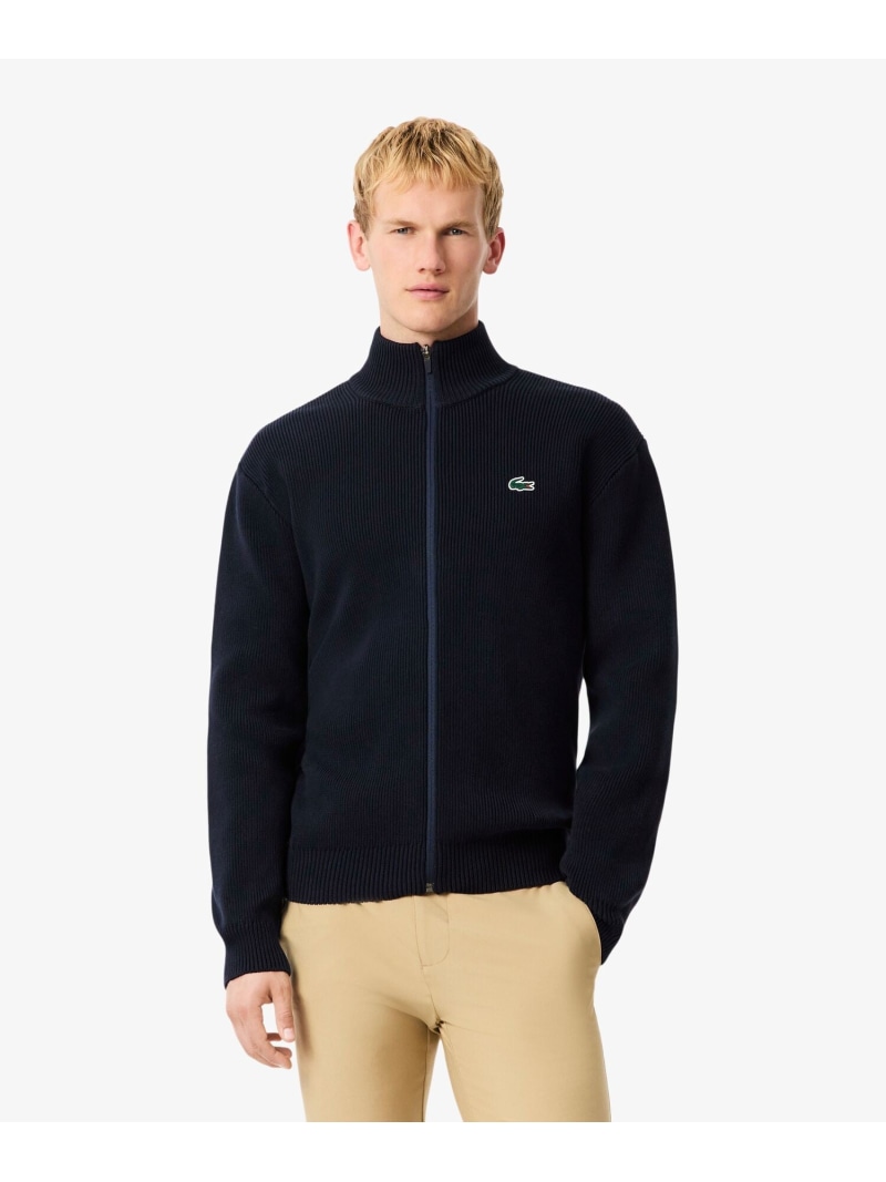 LACOSTE コットンブレンドジップアップセーター ラコステ トップス 編み物 米国海軍 白いこと【貨物輸送無料】 ニット・セーター-トップス-メンズファッション