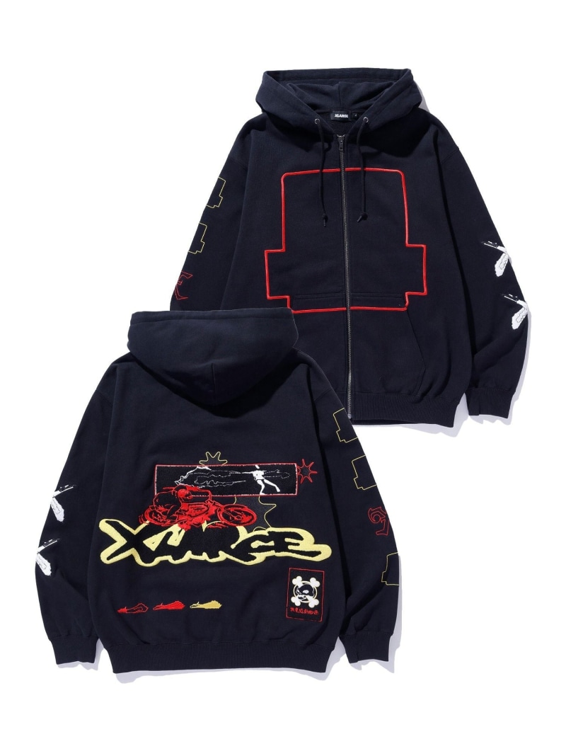 XLARGE SPEED ZIP UP HOODED SWEATSHIRT エクストララージ トップス スウェット・トレーナー 黒いこと 薄墨色 米国海軍【貨物輸送無料】