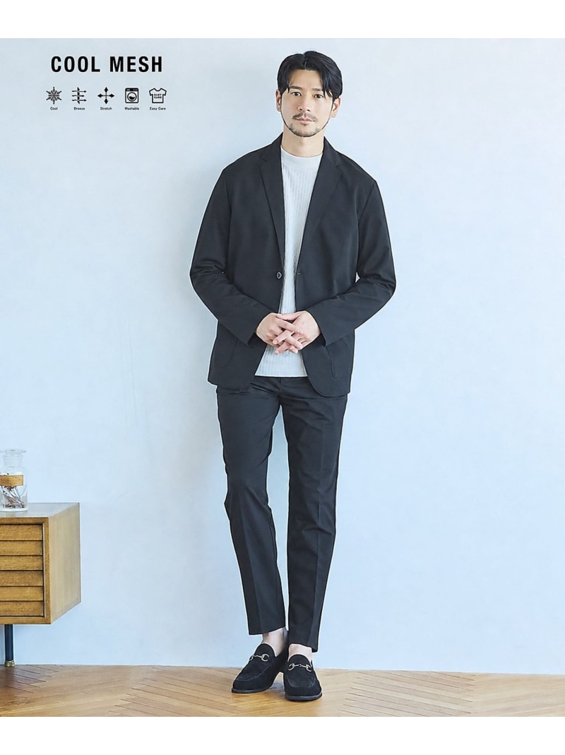 ABAHOUSE LASTWORD 【SMART CLOSET / 上下2点セット】接触冷感 カットメッシュ セット アバハウス スーツ・フォーマル セットアップスーツ ブラック【送料無料】
