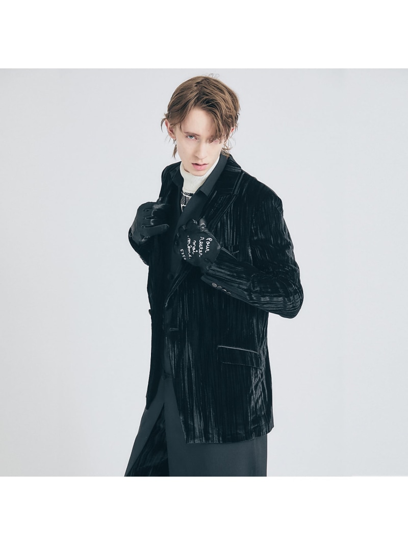 【SALE／25%OFF】5351POUR LES HOMMES 【セットアップ対応】プリーツ ベルベット セミダブル ジャケット ゴーサンゴーイチプールオム ジャケット・アウター テーラードジャケット・ブレザー ブラック ブラウン【RBA_E】【送料無料】